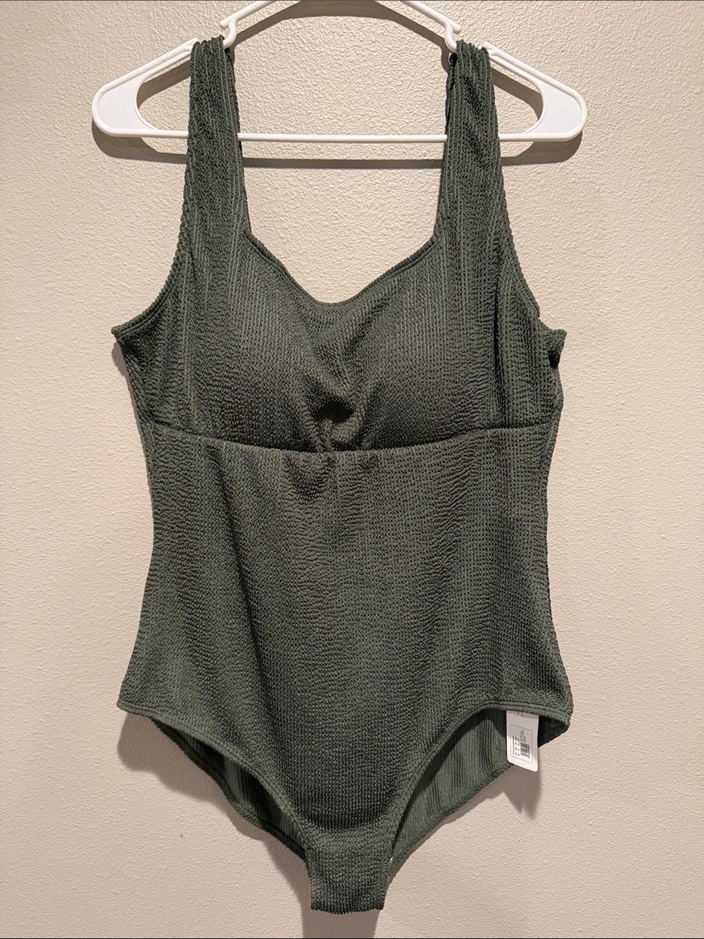 Seraphine Olive Green Textured One-Piece Swimsuit Size: maternity XL
